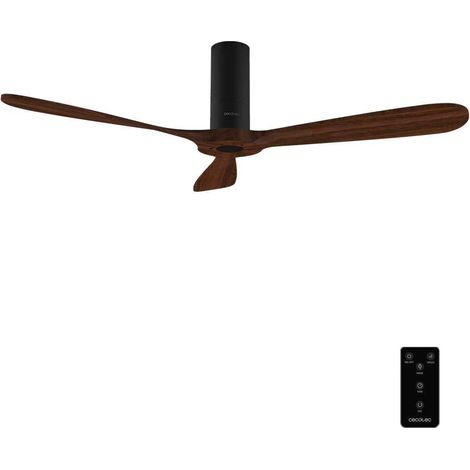 Cecotec Ventilador de Techo con Mando a Distancia de 52" EnergySilence 5400 Classic Black&DarkWood. Motor DC 40W, 3 Aspas