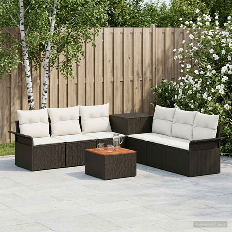 vidaXL Ensemble de Canapés 8 pc Noir et blanc crème (1/5)
