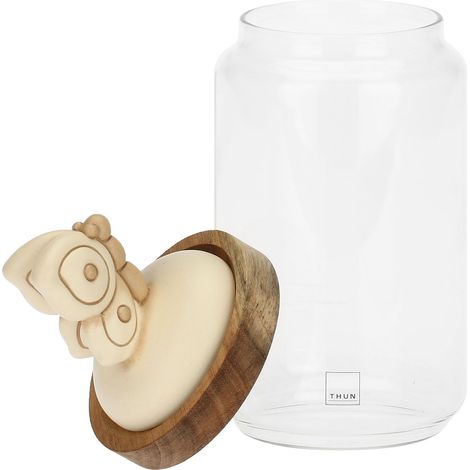 Bocal en verre avec couvercle en bois Elegance, grand (1/3)