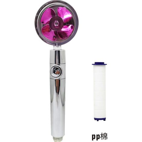 MINKUROW Soffione Doccia Ad Elica, Rotazione A 360°, Risparmio Idrico, Kit Turbo, Volume D'acqua Regolabile, Soffione Doccia Girevole Ad Alta Pressione Con Filtro E Interruttore Di Pausa (Viola) (1/4)