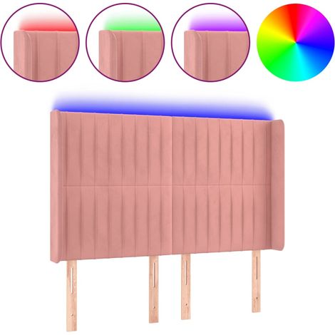Maison Exclusive - Cabecero con LED de terciopelo rosa 147x16x118 (1/5)