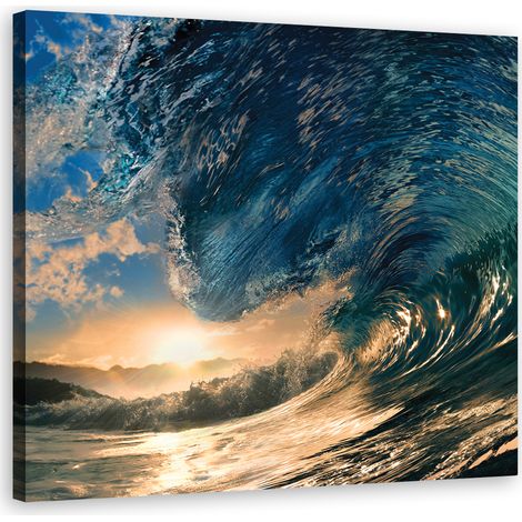 Tableau sur toile Vague Mer Coucher de soleil 60x60 (1/5)
