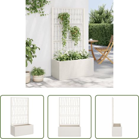 Treillis - Jardinière avec treillis blanc 80x36x140 cm PP (1/5)