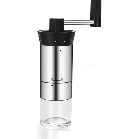 Moulin à café manuel à manivelle avec mouture réglable pour expresso, cafetière à piston et café filtre, idéal pour la maison, le bureau et les voyages.-AquaForge (1/4)