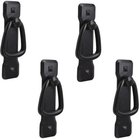 Lot de 4 poignées de porte vintage noires pour armoire de cuisine, placard, commode, tiroir 95 x 25 mm (1/5)