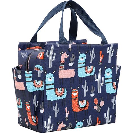 Sac isotherme réutilisable grande capacité pour homme femme travail pique-nique trajet bleu foncé alpaga (1/5)
