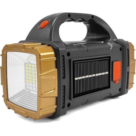 Torcia solare ricaricabile, lampada da esterno luminosa, faro impermeabile per campeggio ed emergenze, luce da lavoro e torcia elettrica. (1/5)
