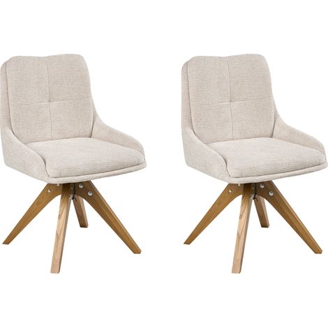 Conjunto de 2 sillas de comedor base giratoria sin reposabrazos patas de madera beige claro Dorris (1/5)