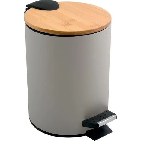 Poubelle à pédale Acier & Bambou ADONIS 5L Taupe mat Spirella