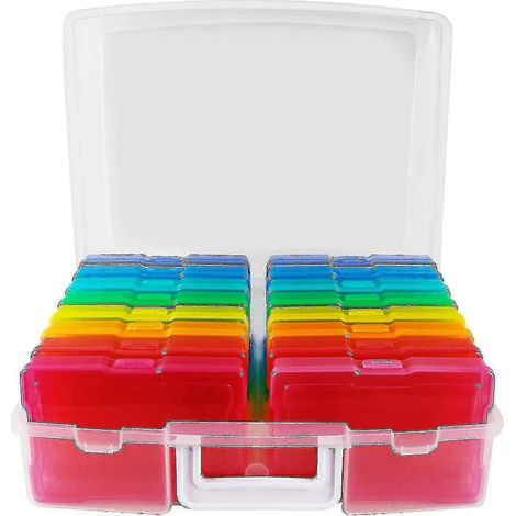 Boîte de rangement pour photos 10x15 cm avec 16 compartiments intérieurs, conteneur photo transparent (1/4)