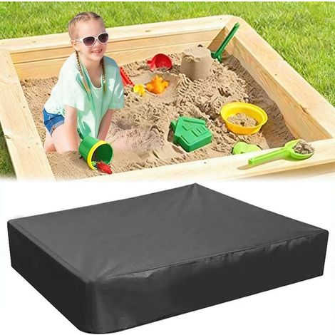 Housse Salon De Jardin, Bâche Bac À Sable 120x120 Cm 210D Oxford Housse Protection Étanche UV Protection Anti-Poussière Pour Bac À Sable Oxford Avec Cordon De Serrage, Noir (1/5)