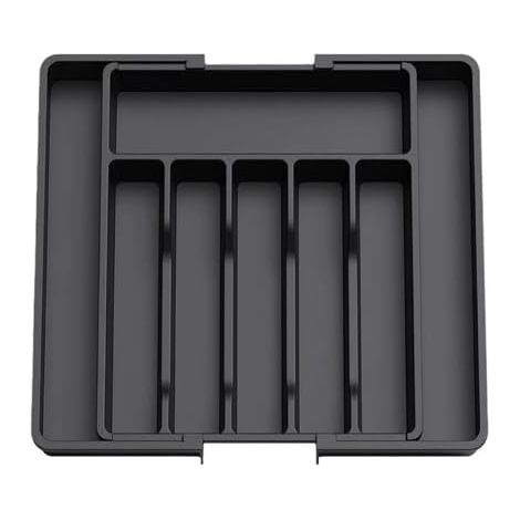 Range Couverts Extensible pour Tiroir de Cuisine - Organisateur Ustensiles Ajustable. Taille 38cm (Largeur 33-57cm) - Plastique sans BPA Robuste, 5 Compartiments, Gain de Place & Facile à Nettoyer (1/5)