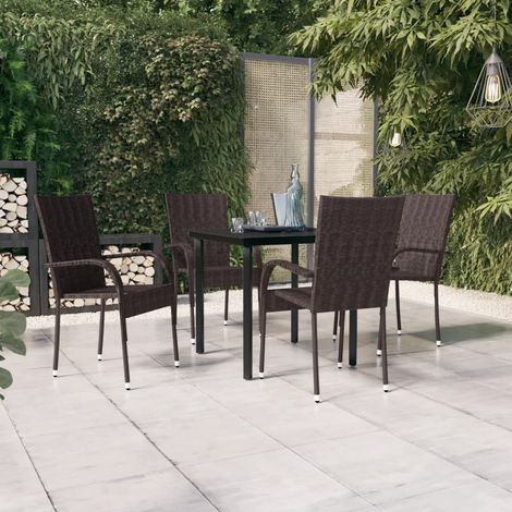 5 pcs Ensemble de salle à manger d'extérieur Salon de jardin Mobilier de salle à manger Marron et noir RJTRX253381 (1/5)