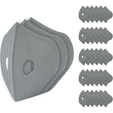 Lot de 30 filtres de rechange pour masque, tissu soufflé au charbon actif, filtre de rechange à 5 couches, réutilisable, masque anti-poussière respirant, adapté au travail du bois, taille universelle (1/4)