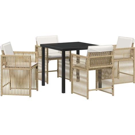 Ensemble de salle à manger pour jardin 5 pcs,Salon de jardin Beige polyrotin CFW70769 (1/5)