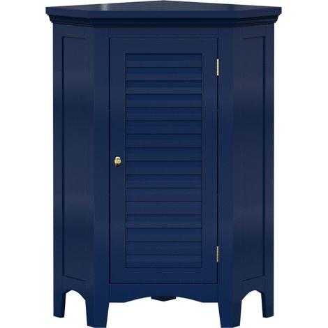 Teamson Home Mueble Esquinero de Piso Glancy Azul Marino Puerta Persiana
