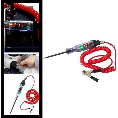 Testeur de circuit automobile 6V 12V 24V Stylo testeur de tension numérique avec affichage LED Outil de diagnostic automobile pour la réparation électrique des voitures et camions-AquaForge