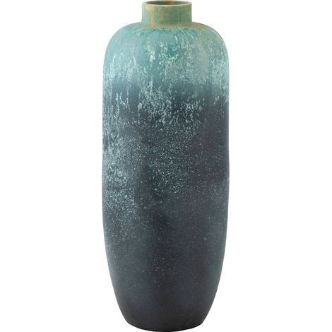 Vase vintage en céramique bleu azur style rétro élégant - Bleu azur dégradé artisanal (1/3)