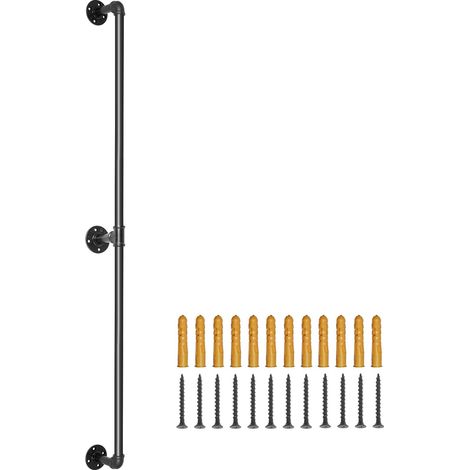 Garde-corps d'escalier en tube d'acier, 182,9 cm, capacité de charge 199,6 kg, avec supports muraux, coins arrondis pour rampe industrielle. (1/5)