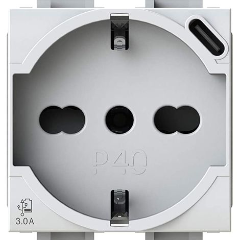 4BOX P40 Prise Schuko USB 3.0 avec USB-C Compatible avec Bticino LivingLight Blanc (1/4)