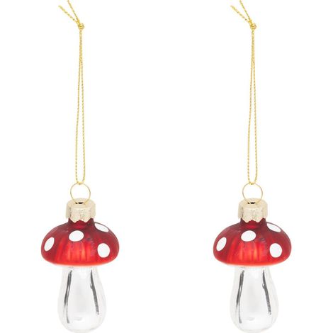 Set di 2 funghi h.6cm in vetro rosso - Atmosphera créateur d'intérieur