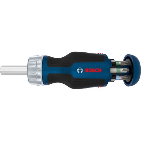 Bosch Stubby-Bit-Ratschenschraubendreher mit Magazin, 6 Bits