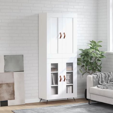 Buffet haut，Buffet de salon，Commode Meuble de rangement，Style Industriel Blanc 69,5x34x180 cm Bois d'ingénierie VNWE316089 (1/5)
