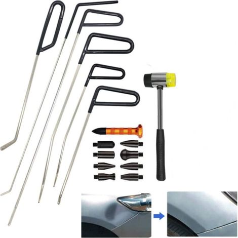 Outil Débosselage sans Peinture,Une variété d'outils de kit pour la Réparation de Bosses de Voiture Conviennent à Toutes Sortes de Bosses (1/4)