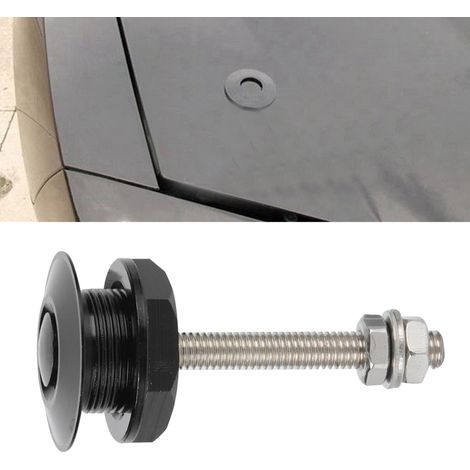 Kit de fixation universel noir pour capot avec clip de verrouillage et bouton-poussoir - Accessoire pour voiture modifiée (1/5)
