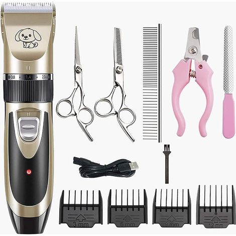 Tondeuse Pour Chien - Tondeuse Sans Fil Rechargeable À Faible Bruit - Lame En Céramique Titanée - 4 Peignes De Guidage (3 6 9 12 mm) - Pour Chiens Et Chats - 1 Pièce (1/5)