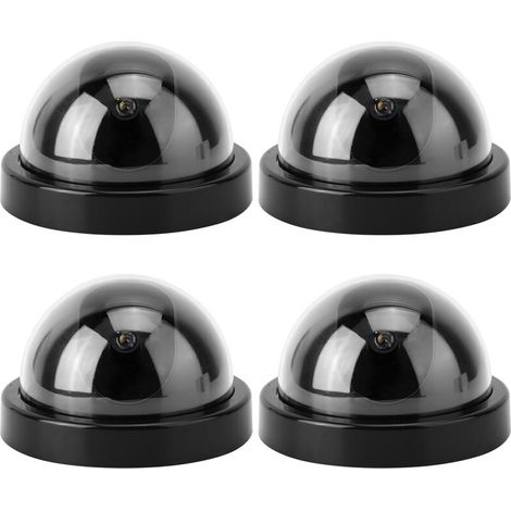 4pcs simulateur de caméra de Simulation de dôme factice factice avec Clignotant LED pour Les Maisons et Entreprises alimenté par 2 Piles AA(Noir) (1/5)