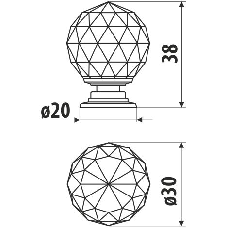 Bouton GP14, rose, chrome brillant, diamètre 30 mm