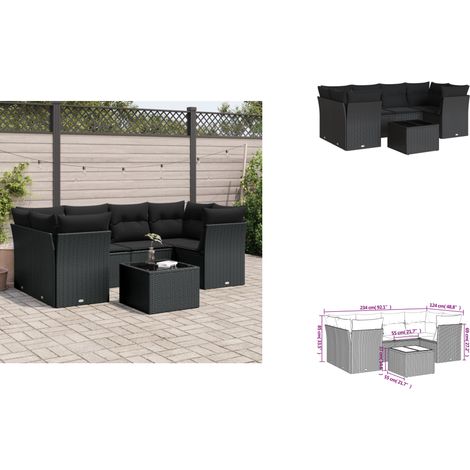 Salon de jardin 7 pcs avec coussins noir résine tressée - Ensemble Salon De Jardin - Mobilier De Jardin - Meubles D'extérieur - Salon De Jardin Design - Canapé D'extérieur (1/3)