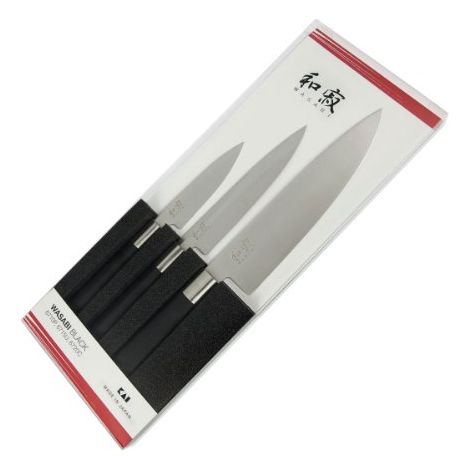 Set di 3 coltelli Wasabi Black (6710p, 6715u, 6720c) - Kai France (1/4)