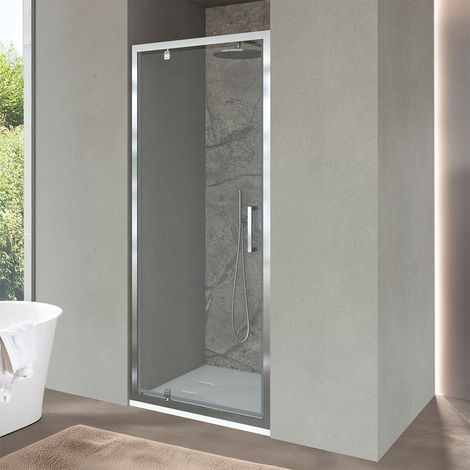 Porta doccia nicchia 70 cm a battente con vetro in cristallo trasparente Ted (1/5)