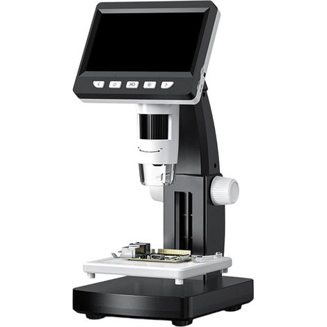 Microscope à écran de 4,3" facile à transporter - Grossissement 50-1000x avec caméra 200 MP et connexion USB C - ABS pour une analyse détaillée - Microscope électronique portable (1/4)