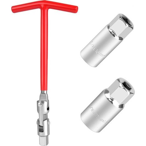 Jeu de clés à bougies - Clés de bougie - 16/21 mm - Modèle T - Clé - Acier/PVC - Pour voitures, motos, extracteurs de bougies - Démontage et montage (1/5)
