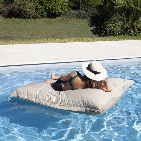 Pouf flottant XL pour piscine – Housse déperlante 280 g/m² – Garnissage billes polystyrène haute densité – Entretien facile – Cotton Wood