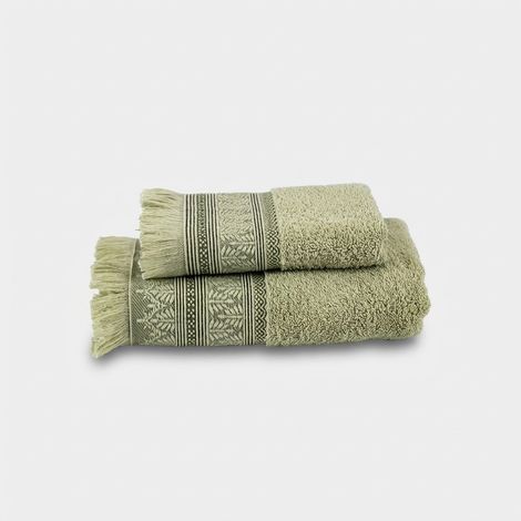 Set asciugamani bagno in cotone 1+1 Lunelle - Verde