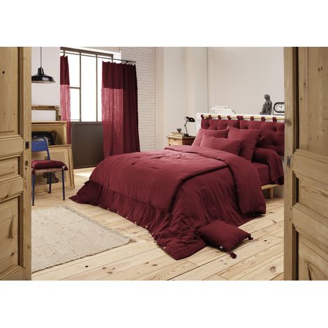 Housse de couette 280 x 240 cm King Size - Double gaze - MILA Bordeaux (1/5)