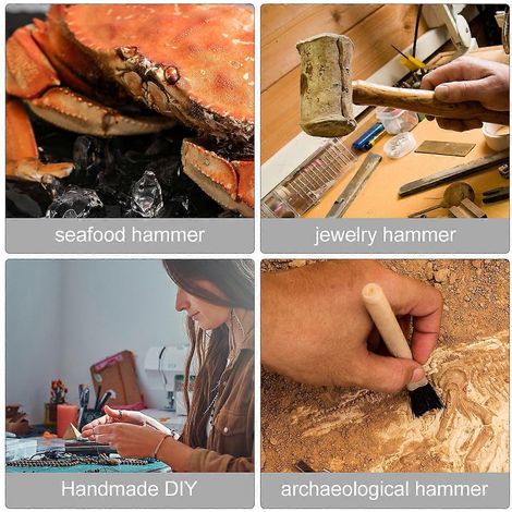Lot de 12 maillets en bois naturel pour casser les crabes, les homards et autres fruits de mer. (1/5)