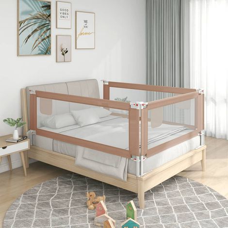 SKM Barrière de sécurité de lit d'enfant Taupe 190x25 cm Tissu (1/5)