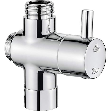 CSPARKV 1-Wege-Absperrventil, Messing verchromt, universeller Duschschalter-Einlass (G1/2 Zoll) und 2 Auslässe (G1/2 Zoll) für Handbrause und feste Dusche.