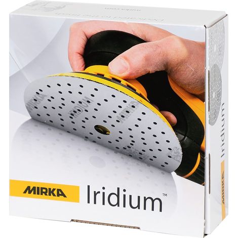 Mirka Iridium Premium carta abrasiva Ø 150 mm a strappo 121 fori, grana 800, 50 pz / Per la levigatura di vernice, stucco, fondo, legno, acciaio, materiali minerali, plastica (1/5)