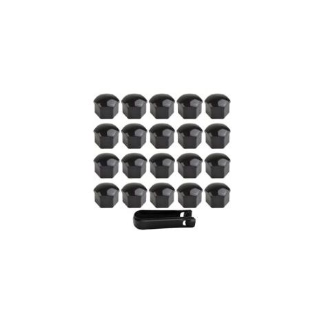 Sollbry 20 écrous de roue de 17 mm, écrous de boulon de roue, cache-écrous hexagonaux avec kit d'outils de démontage pour voitures (noir) (1/4)