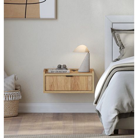 AX LIVING Nordiva Nachttisch mit Schublade 40 cm Hikora Natur hängend