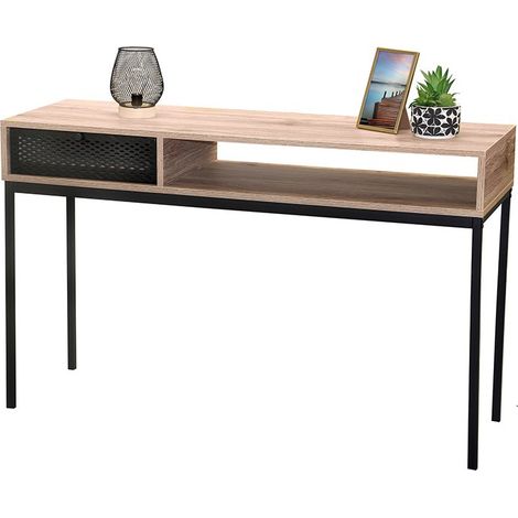 Console d'Entrée en Métal Noir et Bois MDF 1 Tiroir (1/3)