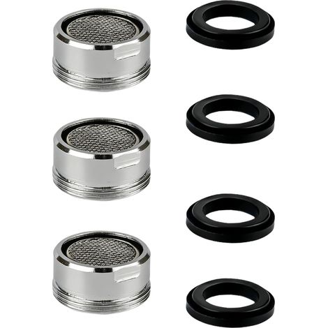 3-teiliges M24-Wasserhahn-Luftsprudler-Set, Wassersparer für Wasserhähne, Edelstahl 304 und ABS, mit 4 Dichtungen, Wasserhahndüsen für Küche und Bad (1/5)