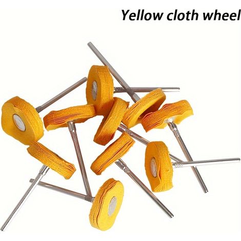 Lot de 10 disques de polissage en laine avec poignée, tête de polissage et de meulage pour bijoux en métal et jade, pour outils rotatifs, 2,35 mm, jaune (1/5)