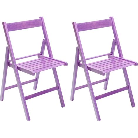 Marvin Sedia in Legno Pieghevole Birreria Colorata Interno o Esterno Salvaspazio Richiudibile da Campeggio Giardino Cucina Legno Massello Di Faggio Viola - 2 Sedie